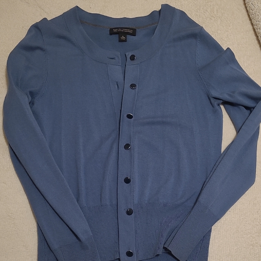 Banana Republic Blue Button-Up Cardigan - Picture 1 of 3